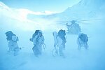 photography of M & AW cadre in Artic with Wessex helicopter in the background