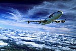 Photography of Airbus A340 air to air above clouds