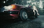 Photography of speeding car and frog
