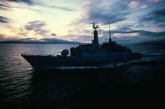 HMS Alacrity at dawn