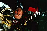 Photography of John Broome upside down on fairground  ride at Alton Towers