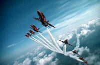 Red arrows in big nine formation for BBC documentary called . The moment of truth