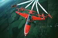 The red arrows very close formation over England.