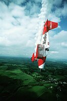 Marlborough aerobatics team aircraft in a nosedive.