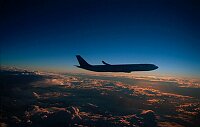 Airbus A340 and dusk.