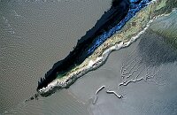 Aerial view of Sandpoint on the North Devon coast in winter.