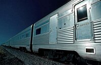 Indian Pacific train in Nullarbor plain in Australia.