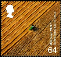 Millennium postage stamp of satellite farming.